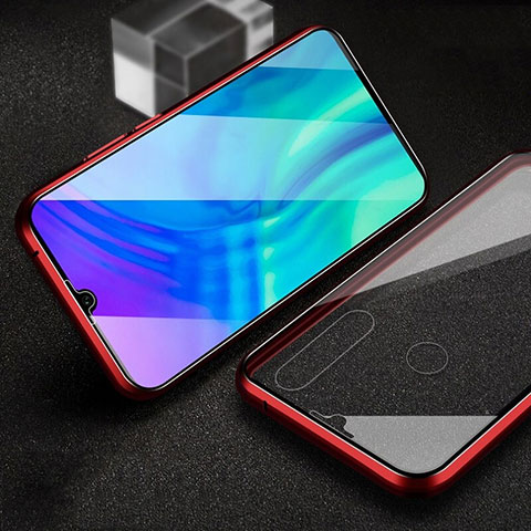 Coque Rebord Bumper Luxe Aluminum Metal Miroir 360 Degres Housse Etui Aimant T01 pour Huawei Honor 10i Rouge