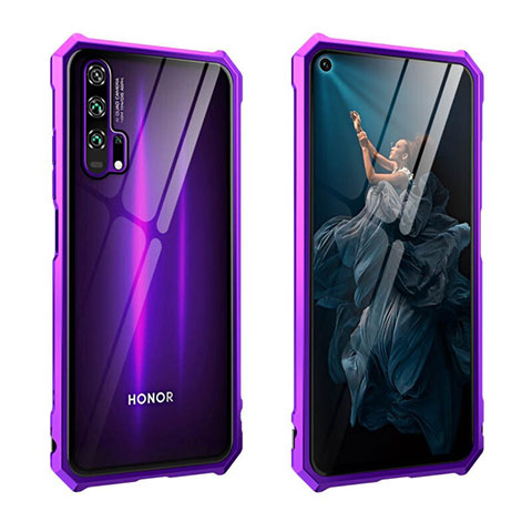 Coque Rebord Bumper Luxe Aluminum Metal Miroir 360 Degres Housse Etui Aimant T01 pour Huawei Honor 20 Pro Violet