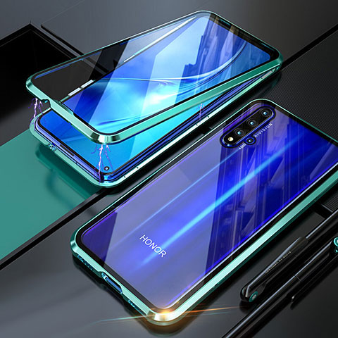 Coque Rebord Bumper Luxe Aluminum Metal Miroir 360 Degres Housse Etui Aimant T01 pour Huawei Honor 20S Cyan