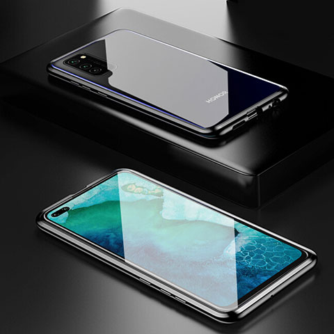 Coque Rebord Bumper Luxe Aluminum Metal Miroir 360 Degres Housse Etui Aimant T01 pour Huawei Honor V30 5G Noir