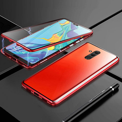 Coque Rebord Bumper Luxe Aluminum Metal Miroir 360 Degres Housse Etui Aimant T01 pour Huawei Mate 20 Lite Rouge