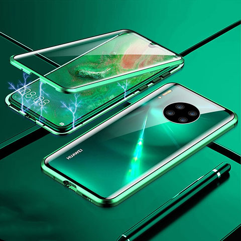 Coque Rebord Bumper Luxe Aluminum Metal Miroir 360 Degres Housse Etui Aimant T01 pour Huawei Mate 30 5G Vert