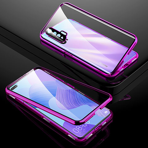 Coque Rebord Bumper Luxe Aluminum Metal Miroir 360 Degres Housse Etui Aimant T01 pour Huawei Nova 6 5G Violet