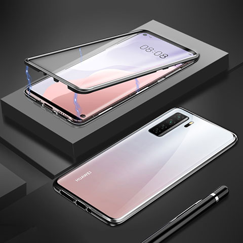 Coque Rebord Bumper Luxe Aluminum Metal Miroir 360 Degres Housse Etui Aimant T01 pour Huawei Nova 7 SE 5G Noir