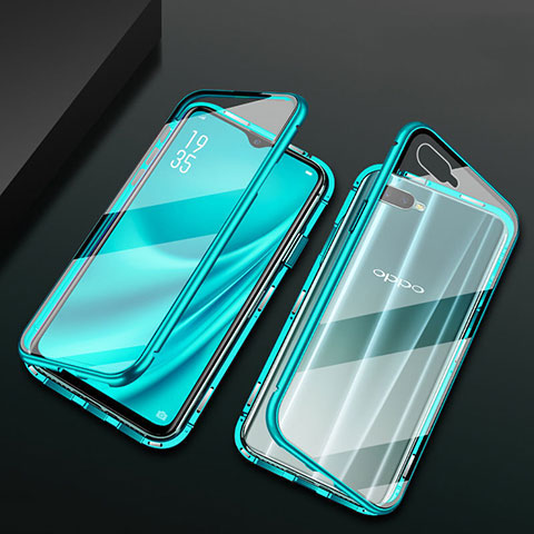 Coque Rebord Bumper Luxe Aluminum Metal Miroir 360 Degres Housse Etui Aimant T01 pour Oppo K1 Vert