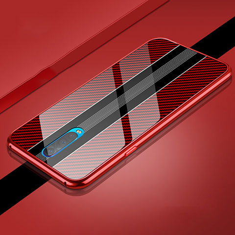 Coque Rebord Bumper Luxe Aluminum Metal Miroir 360 Degres Housse Etui Aimant T01 pour Oppo R17 Pro Rouge