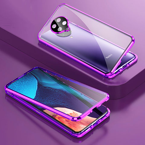 Coque Rebord Bumper Luxe Aluminum Metal Miroir 360 Degres Housse Etui Aimant T01 pour Xiaomi Poco F2 Pro Violet