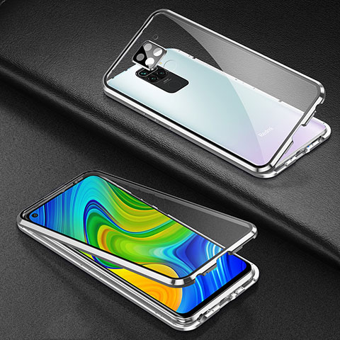 Coque Rebord Bumper Luxe Aluminum Metal Miroir 360 Degres Housse Etui Aimant T01 pour Xiaomi Redmi 10X 4G Argent