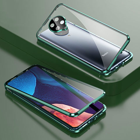 Coque Rebord Bumper Luxe Aluminum Metal Miroir 360 Degres Housse Etui Aimant T01 pour Xiaomi Redmi K30 Pro 5G Vert