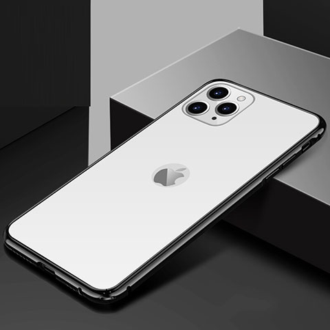 Coque Rebord Bumper Luxe Aluminum Metal Miroir 360 Degres Housse Etui Aimant T02 pour Apple iPhone 11 Pro Max Blanc