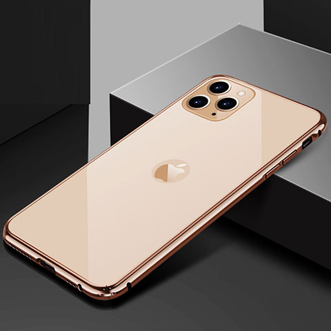 Coque Rebord Bumper Luxe Aluminum Metal Miroir 360 Degres Housse Etui Aimant T02 pour Apple iPhone 11 Pro Max Or