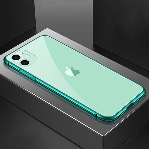 Coque Rebord Bumper Luxe Aluminum Metal Miroir 360 Degres Housse Etui Aimant T02 pour Apple iPhone 11 Vert