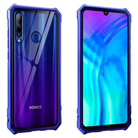 Coque Rebord Bumper Luxe Aluminum Metal Miroir 360 Degres Housse Etui Aimant T02 pour Huawei Honor 20i Bleu