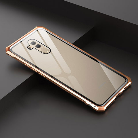 Coque Rebord Bumper Luxe Aluminum Metal Miroir 360 Degres Housse Etui Aimant T02 pour Huawei Mate 20 Lite Or