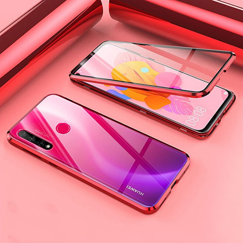 Coque Rebord Bumper Luxe Aluminum Metal Miroir 360 Degres Housse Etui Aimant T02 pour Huawei Nova 5i Rouge