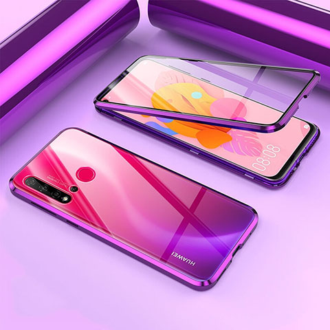 Coque Rebord Bumper Luxe Aluminum Metal Miroir 360 Degres Housse Etui Aimant T02 pour Huawei Nova 5i Violet