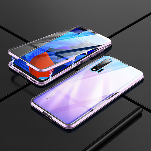 Coque Rebord Bumper Luxe Aluminum Metal Miroir 360 Degres Housse Etui Aimant T02 pour Huawei Nova 6 5G Violet