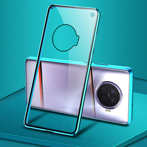 Coque Rebord Bumper Luxe Aluminum Metal Miroir 360 Degres Housse Etui Aimant T02 pour Oppo Ace2 Cyan