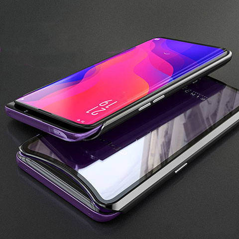 Coque Rebord Bumper Luxe Aluminum Metal Miroir 360 Degres Housse Etui Aimant T02 pour Oppo Find X Noir