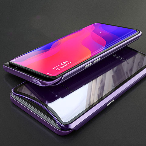 Coque Rebord Bumper Luxe Aluminum Metal Miroir 360 Degres Housse Etui Aimant T02 pour Oppo Find X Super Flash Edition Violet