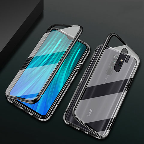 Coque Rebord Bumper Luxe Aluminum Metal Miroir 360 Degres Housse Etui Aimant T02 pour Xiaomi Redmi Note 8 Pro Noir