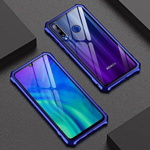 Coque Rebord Bumper Luxe Aluminum Metal Miroir 360 Degres Housse Etui Aimant T03 pour Huawei Honor 20i Bleu