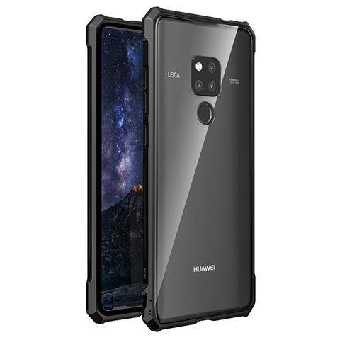 Coque Rebord Bumper Luxe Aluminum Metal Miroir 360 Degres Housse Etui Aimant T03 pour Huawei Mate 20 X 5G Noir