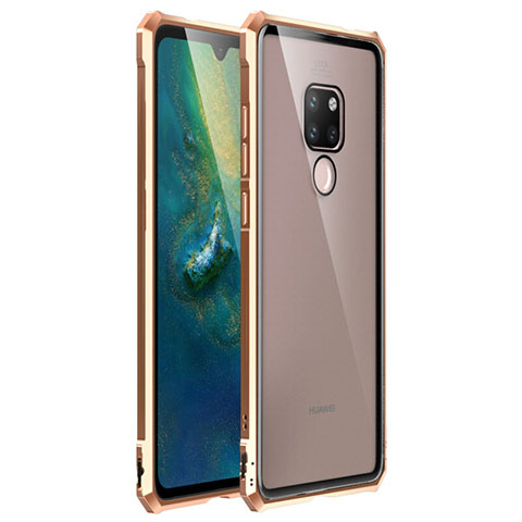 Coque Rebord Bumper Luxe Aluminum Metal Miroir 360 Degres Housse Etui Aimant T03 pour Huawei Mate 20 X 5G Or