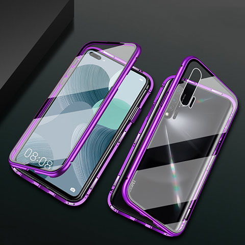 Coque Rebord Bumper Luxe Aluminum Metal Miroir 360 Degres Housse Etui Aimant T03 pour Huawei Nova 6 5G Violet