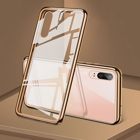 Coque Rebord Bumper Luxe Aluminum Metal Miroir 360 Degres Housse Etui Aimant T03 pour Huawei P20 Or