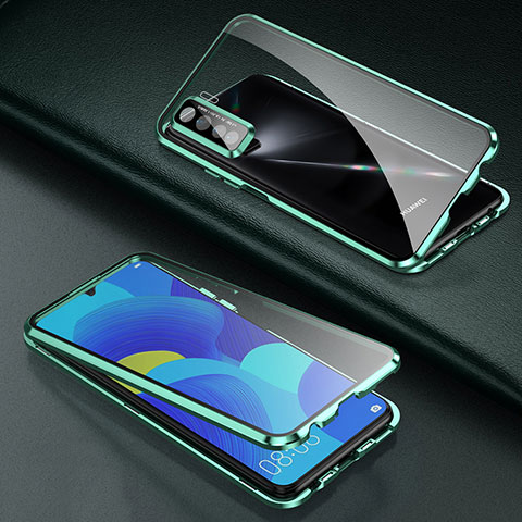 Coque Rebord Bumper Luxe Aluminum Metal Miroir 360 Degres Housse Etui Aimant T03 pour Oppo A91 Vert