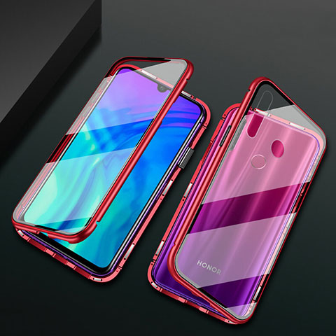 Coque Rebord Bumper Luxe Aluminum Metal Miroir 360 Degres Housse Etui Aimant T04 pour Huawei Honor 10i Rouge