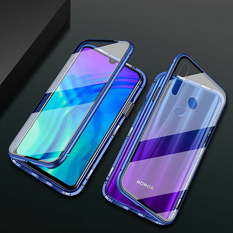 Coque Rebord Bumper Luxe Aluminum Metal Miroir 360 Degres Housse Etui Aimant T04 pour Huawei Honor 20 Lite Bleu