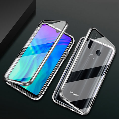 Coque Rebord Bumper Luxe Aluminum Metal Miroir 360 Degres Housse Etui Aimant T04 pour Huawei Honor 20i Argent