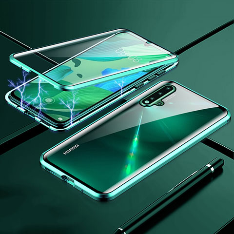 Coque Rebord Bumper Luxe Aluminum Metal Miroir 360 Degres Housse Etui Aimant T04 pour Huawei Nova 5 Pro Vert