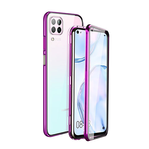 Coque Rebord Bumper Luxe Aluminum Metal Miroir 360 Degres Housse Etui Aimant T04 pour Huawei Nova 6 SE Violet