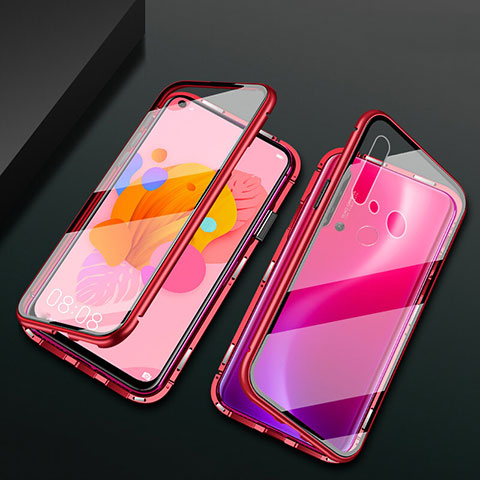 Coque Rebord Bumper Luxe Aluminum Metal Miroir 360 Degres Housse Etui Aimant T04 pour Huawei P20 Lite (2019) Rouge