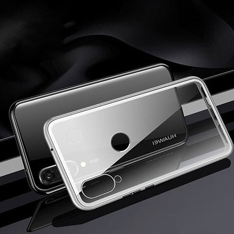 Coque Rebord Bumper Luxe Aluminum Metal Miroir 360 Degres Housse Etui Aimant T04 pour Huawei P30 Lite XL Blanc