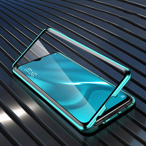 Coque Rebord Bumper Luxe Aluminum Metal Miroir 360 Degres Housse Etui Aimant T04 pour Oppo K1 Vert