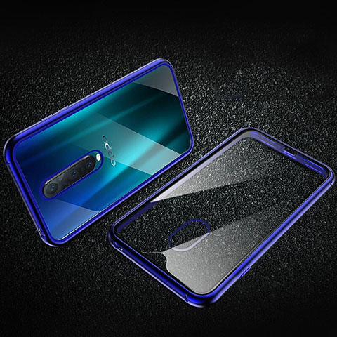 Coque Rebord Bumper Luxe Aluminum Metal Miroir 360 Degres Housse Etui Aimant T04 pour Oppo RX17 Pro Bleu