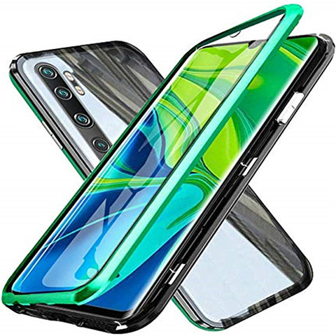 Coque Rebord Bumper Luxe Aluminum Metal Miroir 360 Degres Housse Etui Aimant T04 pour Xiaomi Mi Note 10 Pro Vert