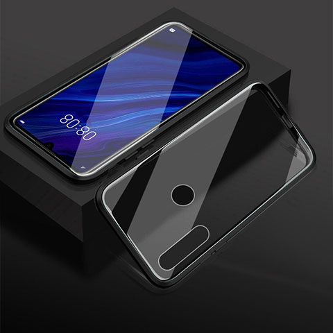 Coque Rebord Bumper Luxe Aluminum Metal Miroir 360 Degres Housse Etui Aimant T05 pour Huawei Honor 10i Noir