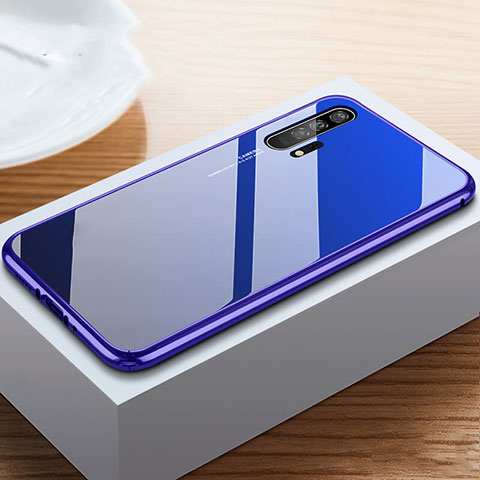 Coque Rebord Bumper Luxe Aluminum Metal Miroir 360 Degres Housse Etui Aimant T05 pour Huawei Honor 20 Pro Bleu