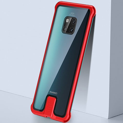 Coque Rebord Bumper Luxe Aluminum Metal Miroir 360 Degres Housse Etui Aimant T05 pour Huawei Mate 20 Pro Rouge