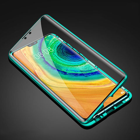 Coque Rebord Bumper Luxe Aluminum Metal Miroir 360 Degres Housse Etui Aimant T05 pour Huawei Mate 30 Pro 5G Vert