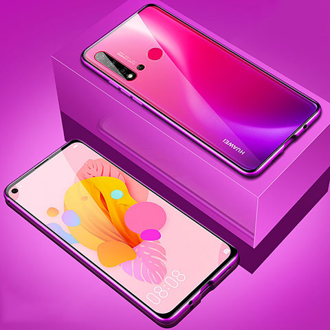 Coque Rebord Bumper Luxe Aluminum Metal Miroir 360 Degres Housse Etui Aimant T05 pour Huawei Nova 5i Violet