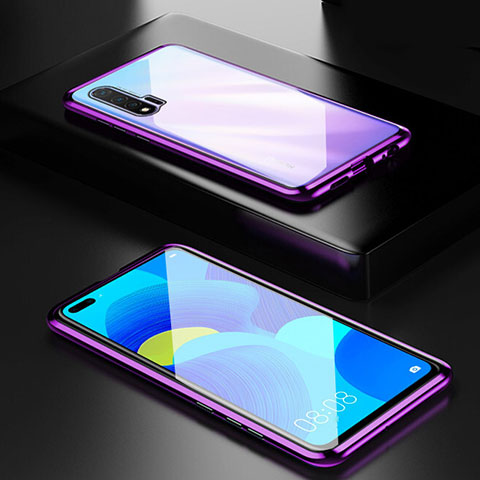 Coque Rebord Bumper Luxe Aluminum Metal Miroir 360 Degres Housse Etui Aimant T05 pour Huawei Nova 6 5G Violet