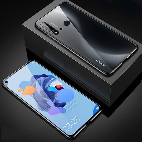 Coque Rebord Bumper Luxe Aluminum Metal Miroir 360 Degres Housse Etui Aimant T05 pour Huawei P20 Lite (2019) Noir