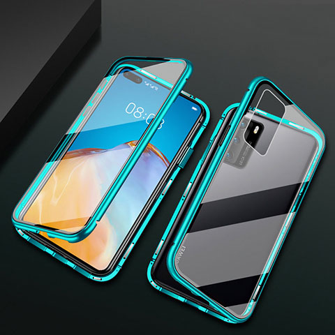 Coque Rebord Bumper Luxe Aluminum Metal Miroir 360 Degres Housse Etui Aimant T05 pour Huawei P40 Vert