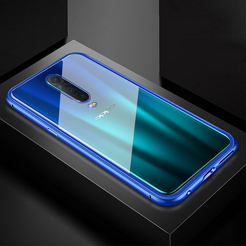 Coque Rebord Bumper Luxe Aluminum Metal Miroir 360 Degres Housse Etui Aimant T05 pour Oppo RX17 Pro Bleu